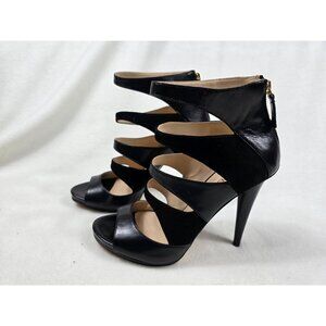 Nine West  Size 8 Amability Black Strappy High Heel Peep Toe Back Zipper Closure